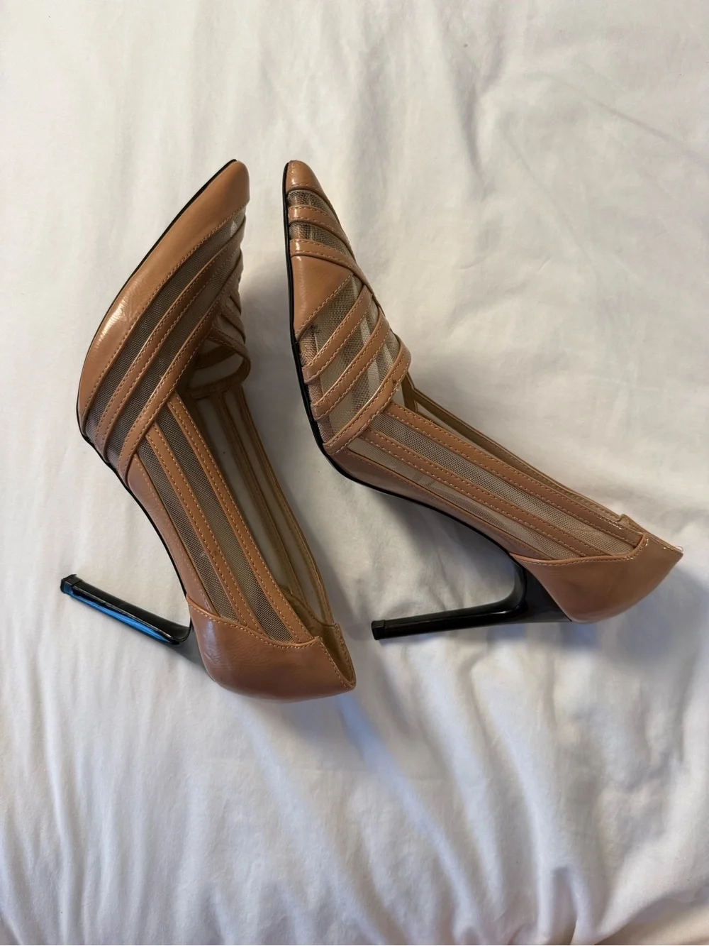 ZARA Brown Strappy Pointed-Toe Leather Pumps